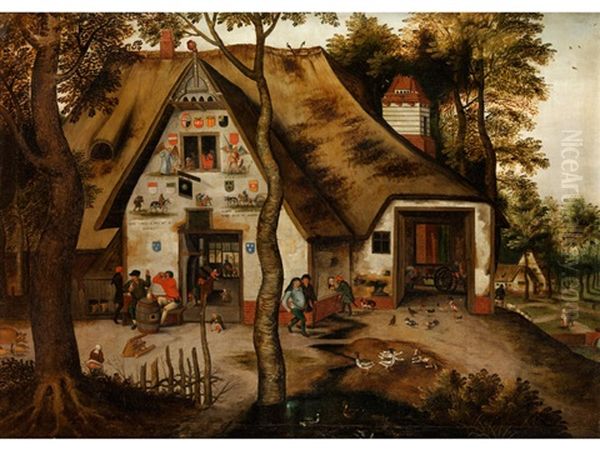 Dorfszenen Mit Dem Wirtshaus St. Michael Oil Painting by Pieter Brueghel the Younger