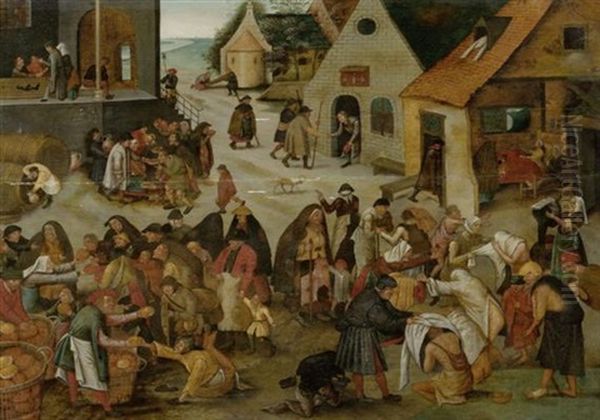 Die Sieben Werke Der Barmherzigkeit Oil Painting by Pieter Brueghel the Younger