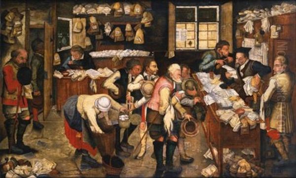 The Village Lawyer's Office Oil Painting by Pieter Brueghel the Younger