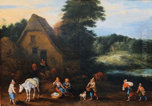 Landscape With Farmhouse Oil Painting by Pieter Brueghel the Younger