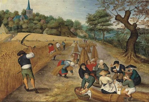 Summer: The Harvesters Oil Painting by Pieter Brueghel the Younger