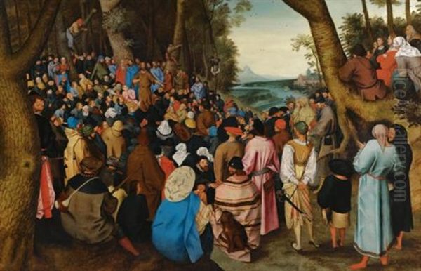 Saint John The Baptist Preaching To The Masses In The Wilderness Oil Painting by Pieter Brueghel the Younger