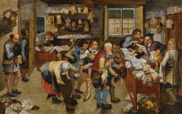 The Village Lawyer's Office Oil Painting by Pieter Brueghel the Younger