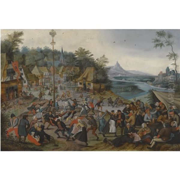 The Kermesse Of Saint George With The Dance Around The Maypole Oil Painting by Pieter Brueghel the Younger