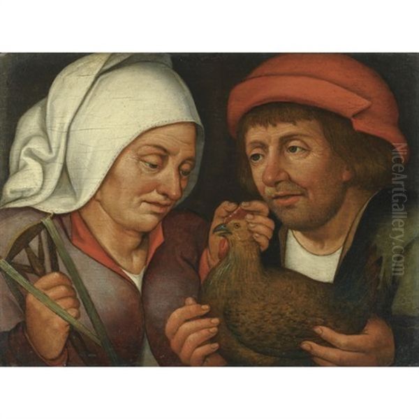 The Couple With The Hen And The Spindle Oil Painting by Pieter Brueghel the Younger