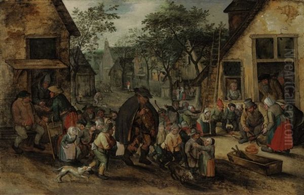 The Blind Hurdy-gurdy Player Oil Painting by Pieter Brueghel the Younger