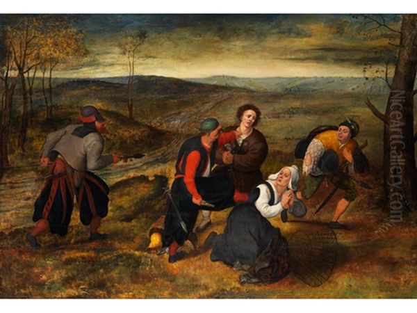 Uberfall Auf Ein Bauernpaar (collab. W/marten Van Cleve The Younger) Oil Painting by Pieter Brueghel the Younger