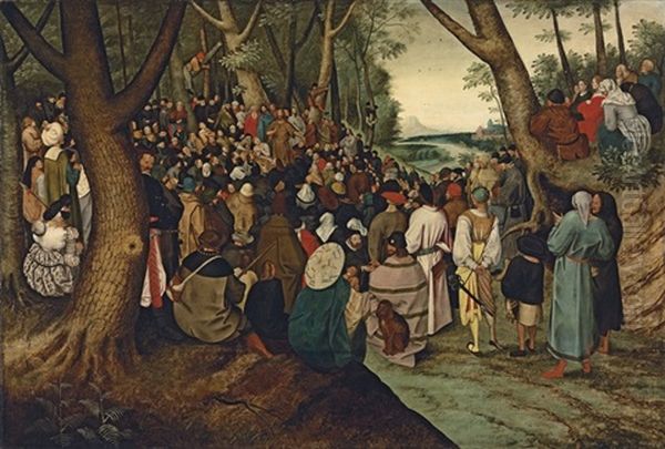 Saint John The Baptist Preaching To The Multitude Oil Painting by Pieter Brueghel the Younger