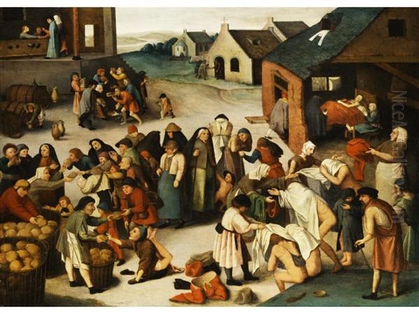 Die Sieben Barmherzigkeiten Oil Painting by Pieter Brueghel the Younger