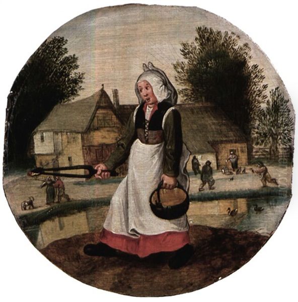 Elle Porte En Meme Temps L'eau Et Le Feu Oil Painting by Pieter Brueghel the Younger