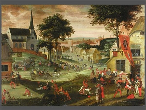 Dorflandschaft Mit Einer Bauernkirmes Oil Painting by Pieter Brueghel the Younger