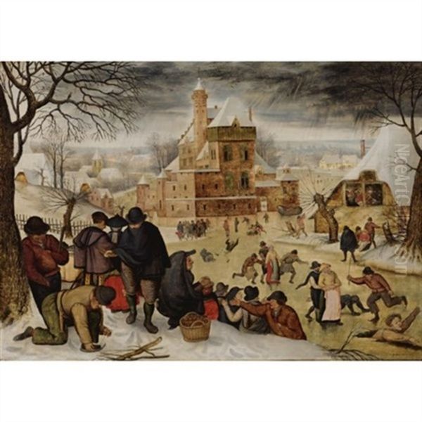 Winter Landscape With Skaters Oil Painting by Pieter Brueghel the Younger