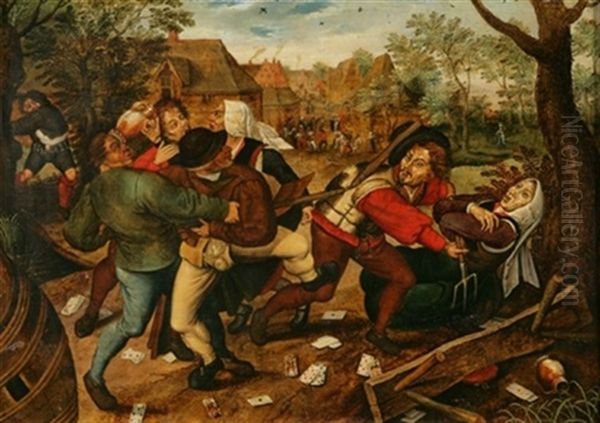 Rixe De Jeu Entre Paysans Oil Painting by Pieter Brueghel the Younger