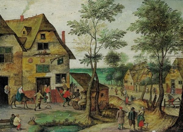 Dorflandschaft Mit Suche Nach Der Herberge Oil Painting by Pieter Brueghel the Younger