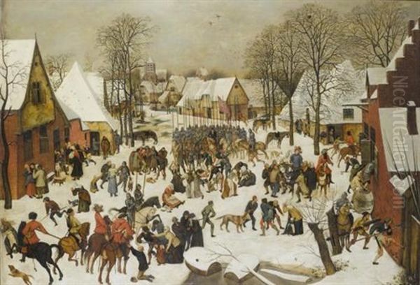 A Winter Landscape With The Massacre Of The Innocents Oil Painting by Pieter Brueghel the Younger