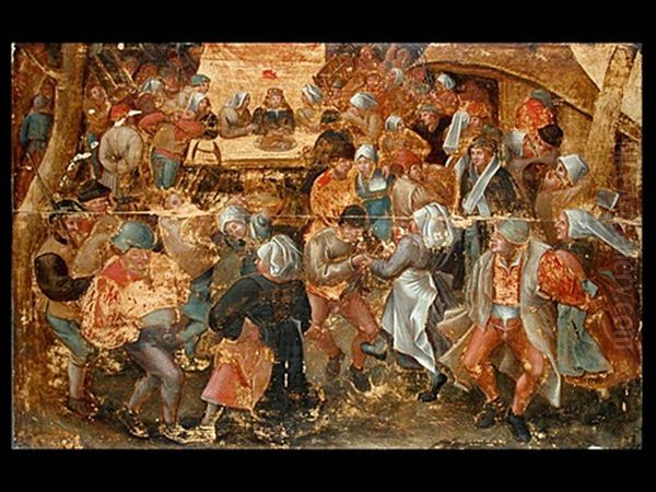 Bauernhochzeit Mit Tanzvergnugen Und Geselligkeit Oil Painting by Pieter Brueghel the Younger