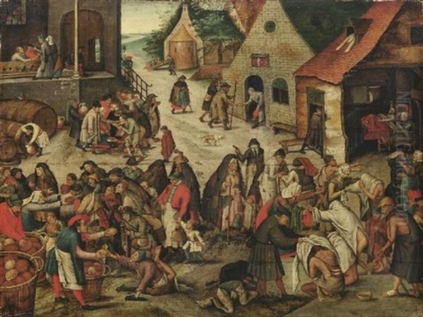 Die Sieben Werke Der Barmherzigkeit Oil Painting by Pieter Brueghel the Younger