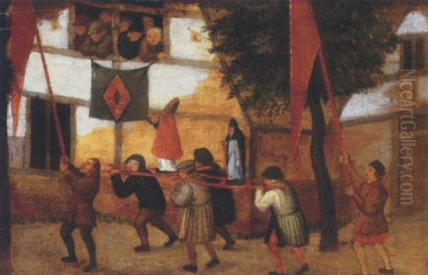 A Religious Procession In A Village Oil Painting by Pieter Brueghel the Younger