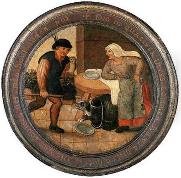 To Find The Dog In The Pot - A Flemish Proverb Oil Painting by Pieter Brueghel the Younger