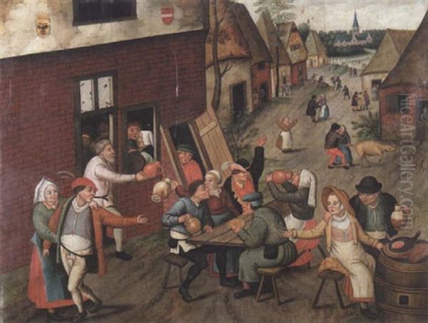 Paysans Attables En Plein Air Oil Painting by Pieter Brueghel the Younger