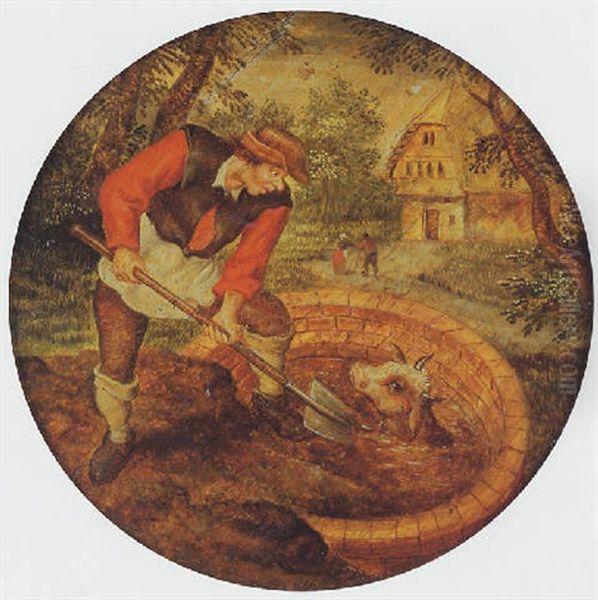 To Fill The Well Once The Calf Has Fallen In Oil Painting by Pieter Brueghel the Younger