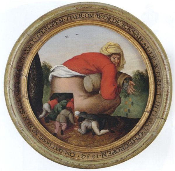 A Proverb - He Who Has The Sack Of Gold Will Always Have Flatterers Oil Painting by Pieter Brueghel the Younger