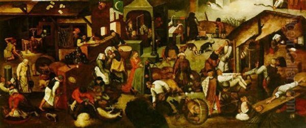 The Flemish Proverbs Oil Painting by Pieter Brueghel the Younger