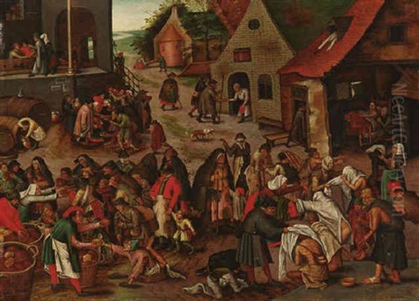 Die Sieben Werke Der Barmherzigkeit Oil Painting by Pieter Brueghel the Younger