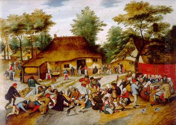 A Wedding Feast In A Village Oil Painting by Pieter Brueghel the Younger