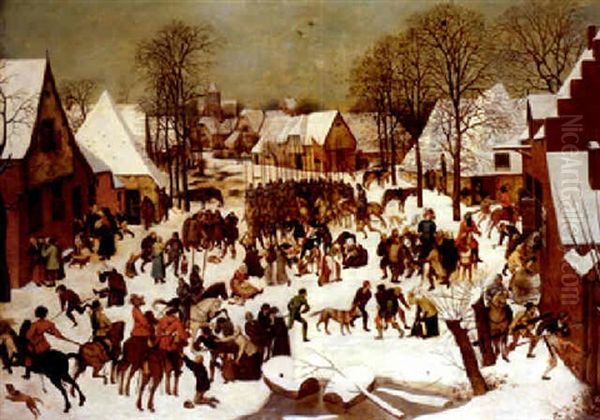 Winter Landscape With The Massacre Of The Innocents Oil Painting by Pieter Brueghel the Younger