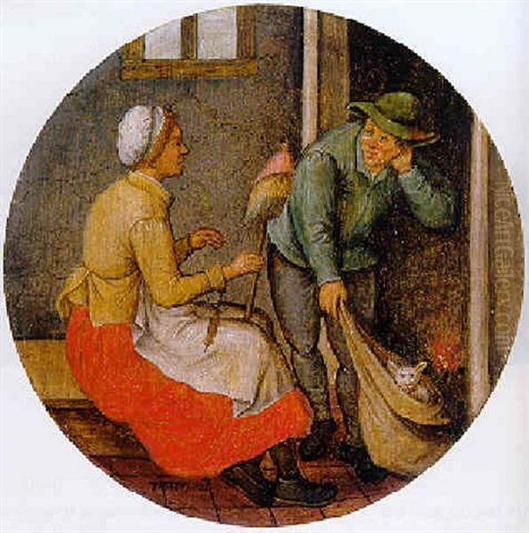 A Proverb: Letting The Cat Out Of The Bag Oil Painting by Pieter Brueghel the Younger