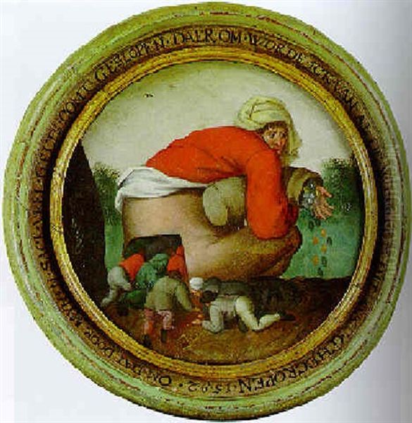 A Proverb: The Man With The Moneybag And His Followers Oil Painting by Pieter Brueghel the Younger