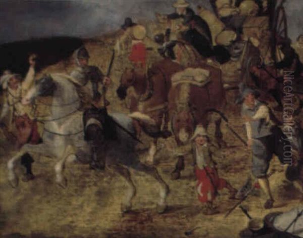 Hestetrukken Vogn Der Overfaldes (skitse) Oil Painting by Pieter Brueghel the Younger