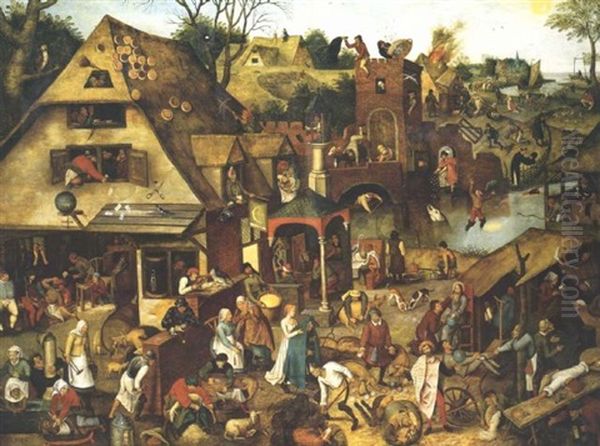 Les Proverbes Flamands Oil Painting by Pieter Brueghel the Younger