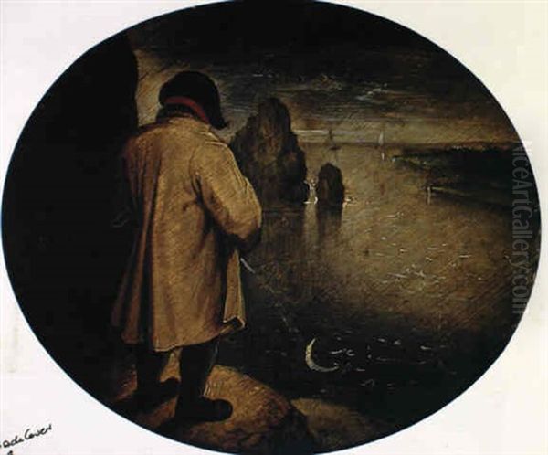 A Man Pissing On Th E Moon Oil Painting by Pieter Brueghel the Younger