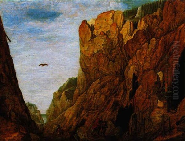 Gebirgslandschaft Mit Wanderern Oil Painting by Pieter Brueghel the Younger