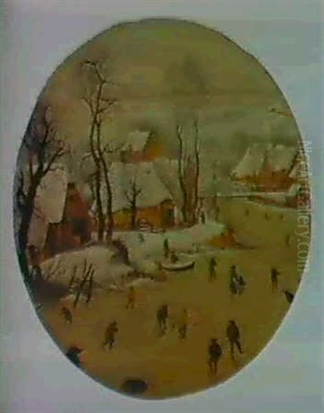 Winter Landscape With Skaters Oil Painting by Pieter Brueghel the Younger