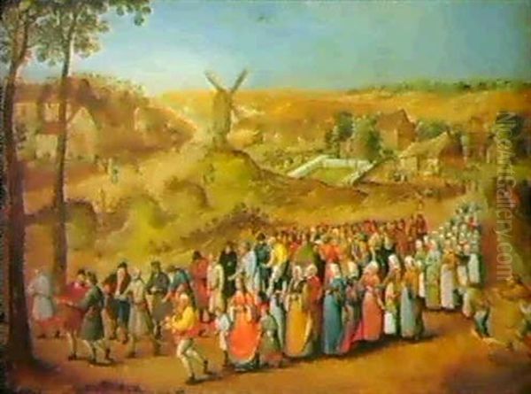 A Wedding Procession On The Outskirts Of A Village Oil Painting by Pieter Brueghel the Younger