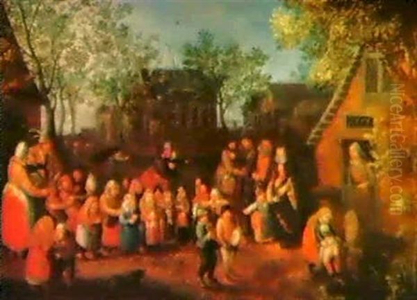 Die Pfingsthochzeit(pinksterenbruiloft) Mit Einem           Kinderumzug Auf Dem Dorfe Oil Painting by Pieter Brueghel the Younger