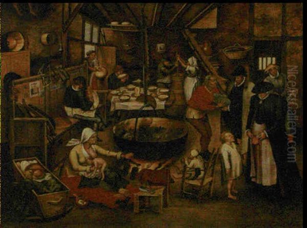 La Visite A La Ferme Oil Painting by Pieter Brueghel the Younger