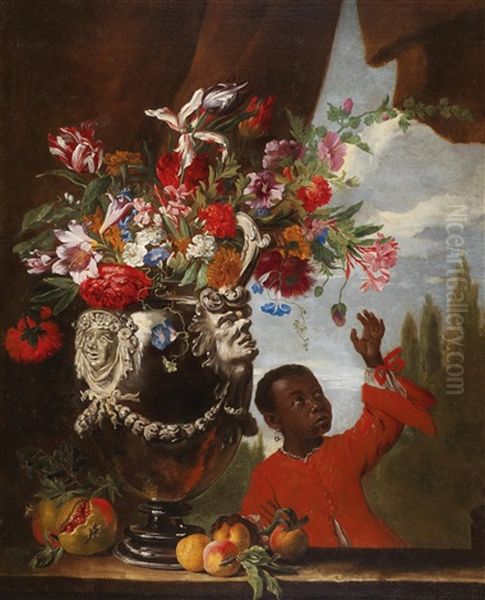 A Pair Of Flower Still Lifes With Squires Oil Painting by Abraham Brueghel