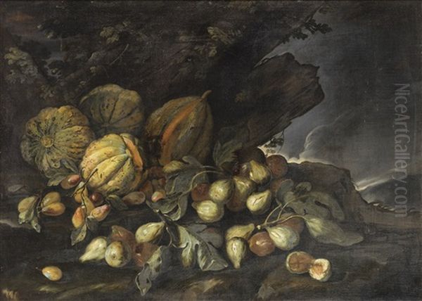 Nature Morte Aux Melons, Figues Et Prunes Oil Painting by Abraham Brueghel