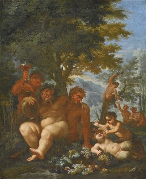 Landscape With Silenus And Putti Oil Painting by Abraham Brueghel