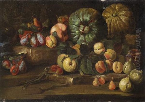 Natura Morta Con Pesche, Fichi, Susine E Zucche Oil Painting by Abraham Brueghel