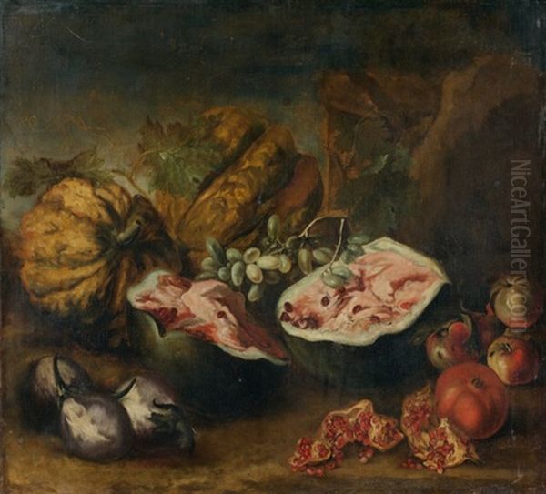 Nature Morte Aux Pasteques Et Aux Coings Oil Painting by Abraham Brueghel