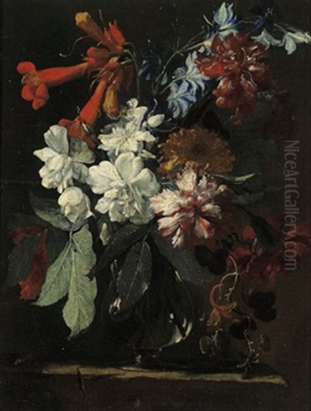 Blumenstraus In Einer Glasernen Vase Oil Painting by Abraham Brueghel