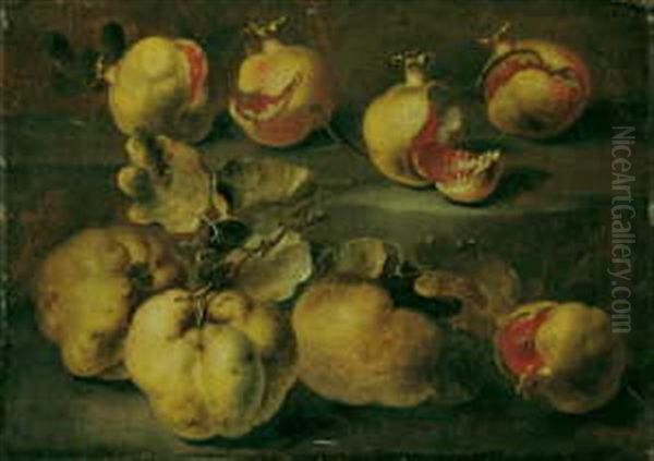 Fruchtestilleben Aus Quitten Und Granatapfeln Oil Painting by Abraham Brueghel