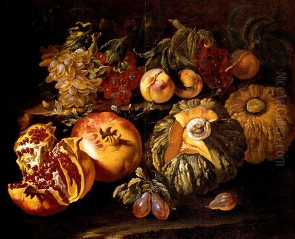 Natura Morte Di Frutta Con Uva E Zucche Oil Painting by Abraham Brueghel