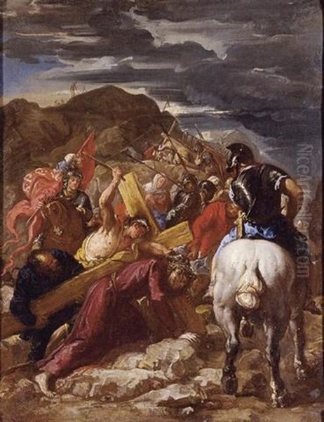 Christ On The Road To Cavalry Oil Painting by Abraham Brueghel