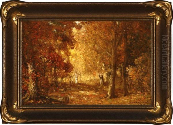 Autumn In The Forest, France Oil Painting by C. Harry Allis